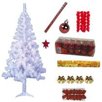 Árvore De Natal Branca Decorada Com 65 Itens 1,80cm 320 Galhos