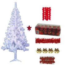 Árvore De Natal Branca Decorada Com Enfeites 50 Itens 1,80cm 320 Galhos