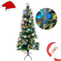 Árvore De Natal Com Enfeite Fibra Ótica E Pisca Pisca Em Led