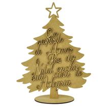Árvore de Natal com Frase e Base 40x30 Mdf Madeira