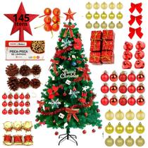 Arvore de natal Completa Decorada 150 cm + Pisca + 220 galhos