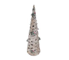 Árvore de Natal Cone Aramado Decorado Rattan Juta Nevada 40cm - Magizi