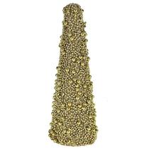 Árvore de Natal cone dourado com glitter e miçangas Grillo 22 cm Árvore de Natal cone dourado com glitter e miçangas Grillo 22 cm