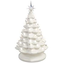 Árvore de Natal de cerâmica Best Choice 15 cm pré-iluminada com 2 estrelas