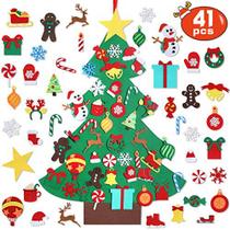 Árvore de Natal de Feltro DIY com 41 peças destacáveis para Decoração Infantil - Kit Garma