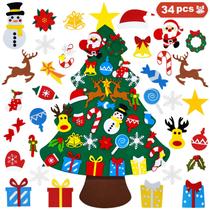 Árvore de Natal de feltro THAWAY para crianças pequenas com 34 enfeites de 110 cm Árvore de Natal de feltro THAWAY para crianças pequenas com 34 enfeites de 110 cm