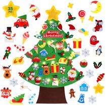 Árvore de Natal de feltro TOBEHIGHER 110 cm com luzes e 35 enfeites Árvore de Natal de feltro TOBEHIGHER 110 cm com luzes e 35 enfeites