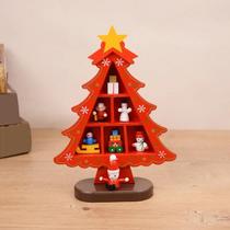 Árvore de Natal de Madeira Vermelha 3D - Decoração de Mesa Criativa para Natal Árvore de Natal de Madeira Vermelha 3D - Decoração de Mesa Criativa para Natal