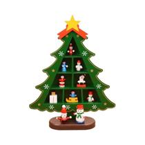 Árvore de Natal de Madeira Vermelha 3D - Decoração de Mesa Criativa para Natal