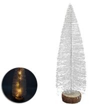 Árvore De Natal De Mesa Branca Acende E Pisca Luz Led 25cm