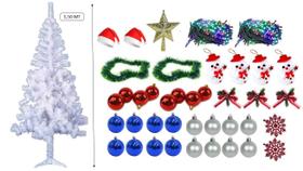 Árvore De Natal Decorada Completa Branca 1,50 Mt 220 Galhos