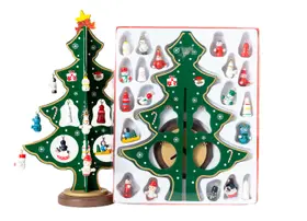 Árvore De Natal Decorativa Em Madeira Pequena Verde 25cm