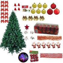 Árvore De Natal Dinamarca 1,50m 345 Galhos Decorada 132 Itens Pisca Led 220v