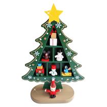 Árvore de Natal em Madeira com Papai Noel e Boneco de Neve Decoração Árvore de Natal em Madeira com Papai Noel e Boneco de Neve Decoração