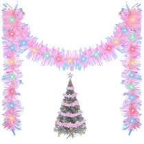 Árvore de Natal Garland Kingdder Prelit Tinsel com luzes 5m