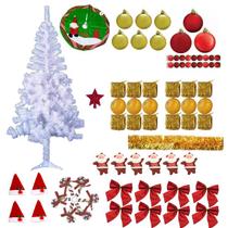 Árvore De Natal Gigante Branca 1,80m 320 Galhos Decorada 82 Itens Enfeites