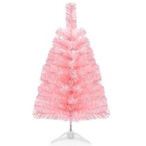 Árvore de Natal Glyinnhe 60 cm de PVC rosa com suporte de plástico