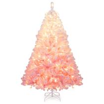 Árvore de Natal Goplus 1,83m Rosa com Neve Artificial e LED Árvore de Natal Goplus 1,83m Rosa com Neve Artificial e LED