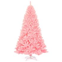 Árvore de Natal Goplus de 2,3 m rosa não iluminada artificial com suporte