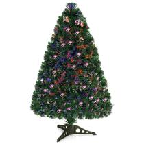 Árvore de Natal Goplus de 90 cm de fibra óptica pré-iluminada com suporte de metal