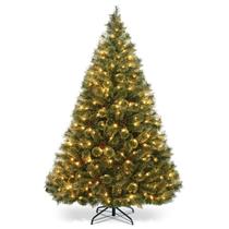 Árvore de Natal HAPPYGRILL de 6 pés pré-iluminada com 260 luzes LED e suporte Árvore de Natal HAPPYGRILL de 6 pés pré-iluminada com 260 luzes LED e suporte