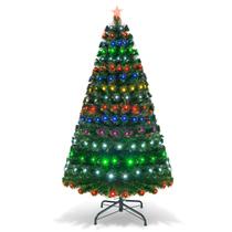 Árvore de Natal HAPPYGRILL de fibra óptica pré-iluminada de 6 pés com luzes LED
