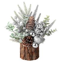 Árvore de Natal Hatisan Small Artificial com ornamentos prateados