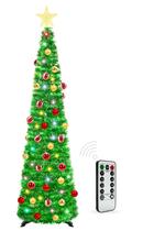 Árvore de Natal HISFFOG Prelit Tinsel 1,5 m com 50 luzes coloridas