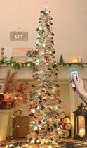 Árvore de Natal HMASYO de 6 pés com 100 luzes LED e prata remota Árvore de Natal HMASYO de 6 pés com 100 luzes LED e prata remota