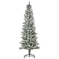 Árvore de Natal HOMCOM Slim - 1,8m (6 Pés) com 394 Pontas - Pinheiro com Neve Artificial