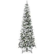 Árvore de Natal HOMCOM Snow-Flocked Slim Pine 7,5 pés