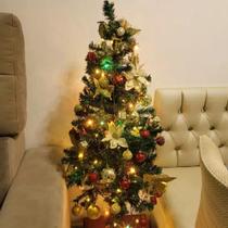 Arvore de natal iluminada 1,50m verde com 220 galhos e pe de plastico - RK