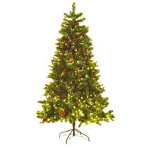 Árvore de Natal Iluminada Com Pinhas 210cm 1.200 Hastes 700 Leds Bivlt Ganchos Automáticos.