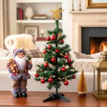 Árvore De Natal Led A Pilha 60 Cm Decorada Bolinhas Estrela