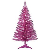 Árvore de Natal Leeheeyee iluminada rosa artificial 120cm