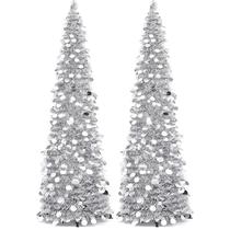 Árvore de Natal Leyndo dobrável de 1,5 m prateada com lantejoulas x2 Árvore de Natal Leyndo dobrável de 1,5 m prateada com lantejoulas x2