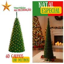 Árvore de Natal Luxo 1,80m Pinheiro Grande e Cheio com 60 Galhos Dobráveis, Montagem Fácil e Visual Premium para Sala e