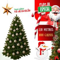Árvore de Natal Luxo 2,10 Metros Pinheiro Grande Verde 1000 Galhos Cheia Premium Montagem Fácil Decoração Natalina Sala Loja Escritório