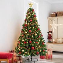 Arvore de Natal Luxo 2,1m Pinheiro Grande Verde Cheia 1000 Galhos Montagem Fácil Decoração Natalina Premium Sala