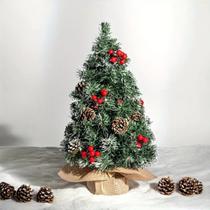 Árvore De Natal Luxo Decorada 30cm Com Pinha e Frutos PVC