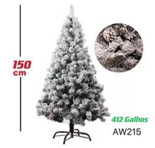 Árvore De Natal Luxo Pinheiro Com Neve Nevada Pinha AW215-1.50m-412 galhos - bijoprata