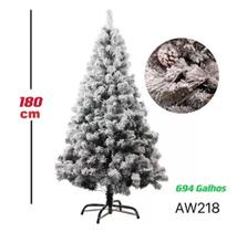 Árvore De Natal Luxo Pinheiro Com Neve Nevada Pinha AW218-1.80m-694 galhos