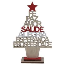 Árvore De Natal Madeira Desejos Fé Paz Amor Saúde Cor Vermelho Árvore De Natal Madeira Desejos Fé Paz Amor Saúde Cor Vermelho