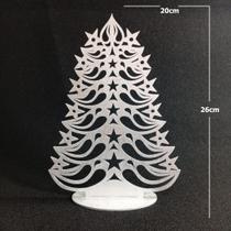 Árvore de Natal Minimalista Vazada com estrelas na cor prata em mdf de 3mm altura 26cm