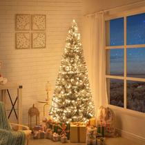 Árvore de Natal Naomi Home, neve fina de 6,5 pés, flocada com luzes Árvore de Natal Naomi Home, neve fina de 6,5 pés, flocada com luzes