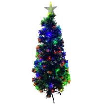 Arvore de Natal Natalina Fibra Otica 1 Metro 20cm Led RGB Topo Estrela Decoraçao Enfeite Festa Fim de Ano Confraternizaçao