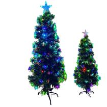 Arvore de Natal Natalina Fibra Otica LED RGB Pinheiro Topo Estrela Enfeite Decoraçao Festa Fim de Ano Evento Celebraçao Confraternizaçao