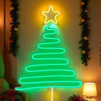 Árvore de Natal Neon LED com Estrela Verde e Amarela