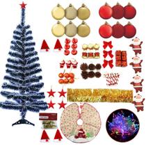 Árvore De Natal Nevada 1,20m 120 Galhos Decorada 109 Itens Pisca Pisca Led 220v Colorido