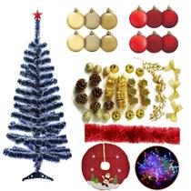 Árvore De Natal Nevada 1,20m 120 Galhos Decorada Com 77 Itens Pisca Led 110v